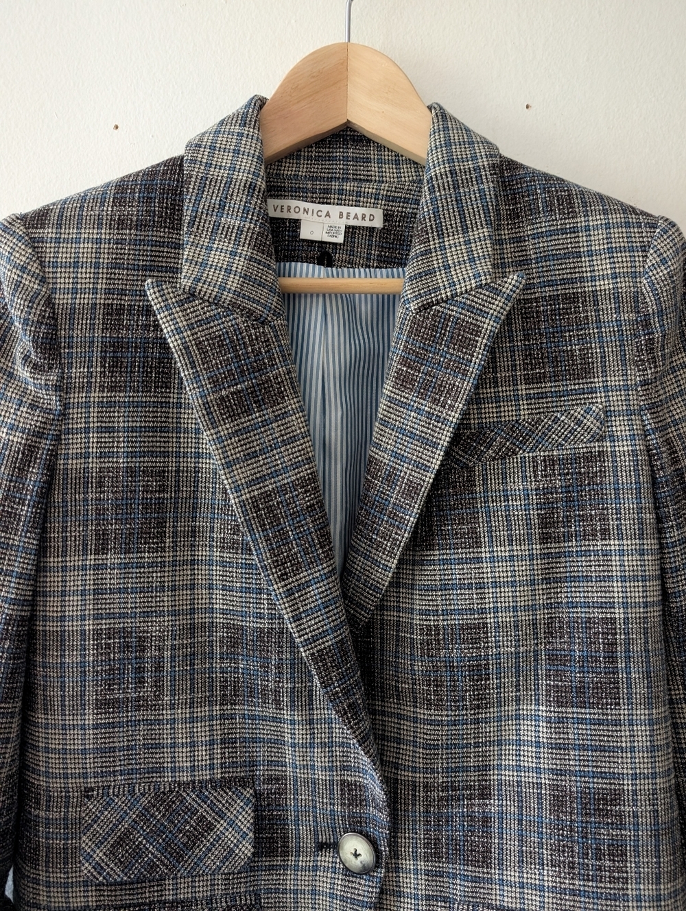 NWOT Veronica Beard Martel Gray Plaid Cotton Dickey Jacket Blazer Size 0 - Picture 5 of 13